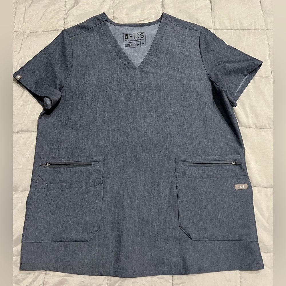 Figs Scrubs Denim Heathers Top